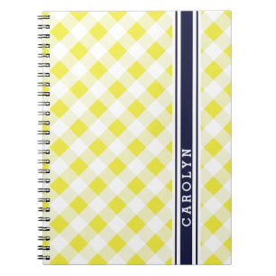 chic preppy gul monogram för maringinghammönster anteckningsbok