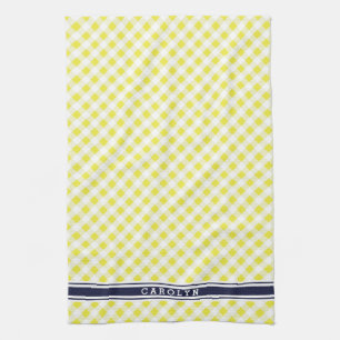 chic preppy gul monogram för maringinghammönster kökshandduk