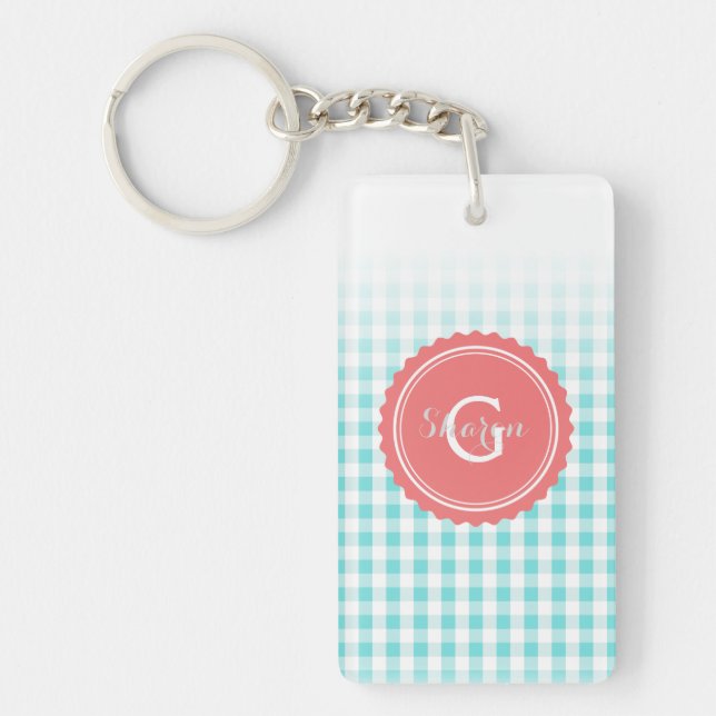 chic preppy monogram för turkosginghammönster (Framsidan)