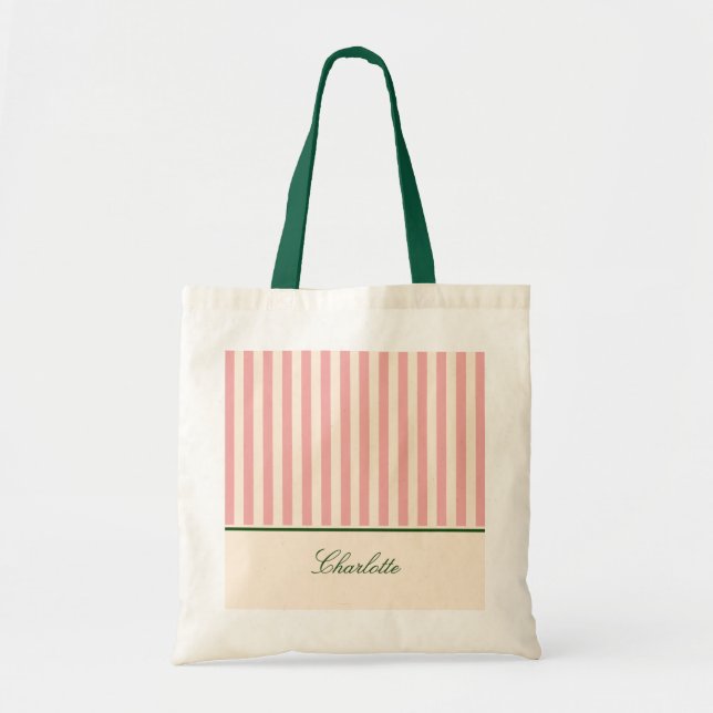 Chic Preppy Pastell Rosa Randig  Tygkasse (Framsidan)