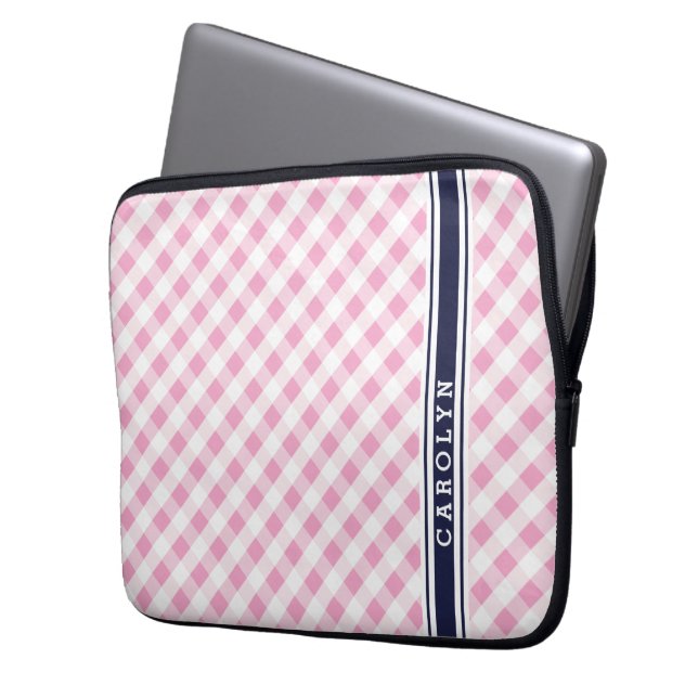 chic preppy rosa monogram för maringinghammönster laptop sleeve (Framsidan Vänster)