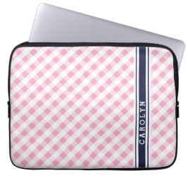 chic preppy rosa monogram för maringinghammönster laptop sleeve