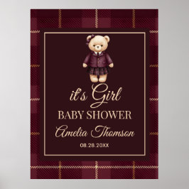 Chic Preppy Teddy Bear Baby Shower  Poster