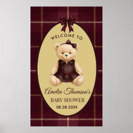 Chic Preppy Teddy Bear Baby Shower  Poster