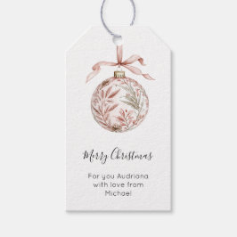 Chic Pretty Pink Bow Christmas Ornament  Presentetikett