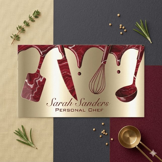 Chic Professional Personal Chef Catering Gold   Visitkort (Skapare uppladdad)