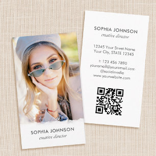 Chic Professionell Foto QR-kod Snyggt Porträtt Visitkort