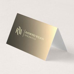 Chic Professionell Gradient Faux Guld Monogram Visitkort