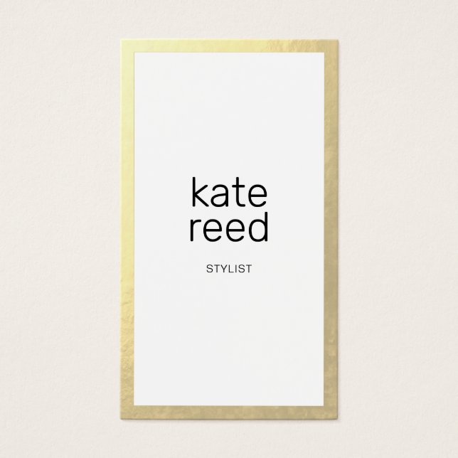 Chic Professionell Minimalistisk Guld Gräns Visitkort (Framsidan)