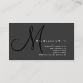 Chic Professionell Monogram Grått-Affärskort Visitkort