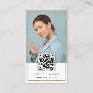 Chic Professionell QR-kod Guld Glitter Ram Foto Visitkort