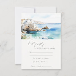 Chic Puglia Italy Watercolor Landscape Wedding OSA Kort