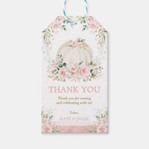 Chic Pumpkin Rosa Blommigt Flicka Birthday Favors Presentetikett