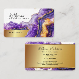 Chic Purple Agate gold glitter marble Professional Visitkort