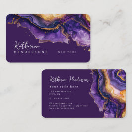 Chic Purple Agate gold glitter marble Professional Visitkort
