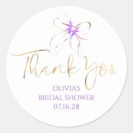 Chic Purple Bow Favors Bridal Shower Thank You  Runt Klistermärke
