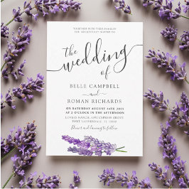 Chic Purple Floral Watercolor Wedding Inbjudningar