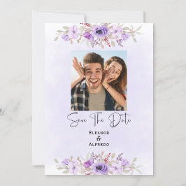 Chic Purple Floral Wedding Save the Date Inbjudningar