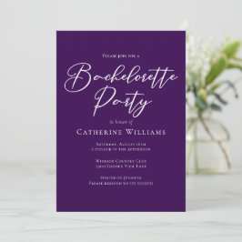 Chic Purple Minimalist Bachelorette Party Inbjudningar