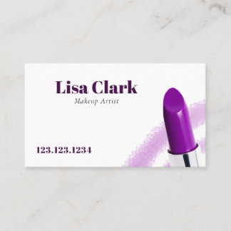 Chic Purple Shiny Lipstick Beauty Makeup Artist Visitkort