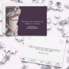 Chic Purple & White Christmas Spirit Business Julkort