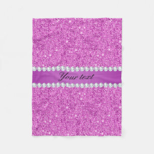Chic purpurfärgade FauxSequins och diamanter Fleecefilt