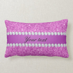 Chic purpurfärgade FauxSequins och diamanter Lumbarkudde
