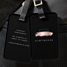 Chic Push Stroke Black Faux Ro Guld Monogram Bagagebricka