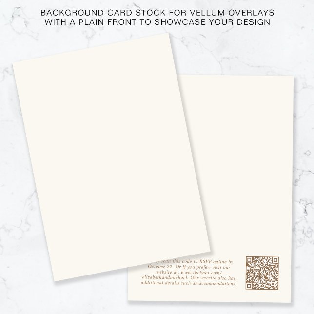 Chic QR-kod Guld Cream Background Vellum Overlay Inbjudningar (Skapare uppladdad)