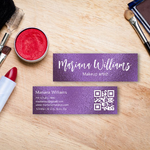 chic qr-kod som skapar artist lila metallfolie mini visitkort