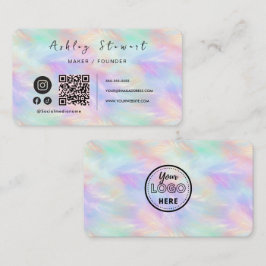 Chic Qr-kodmärkningens Logotyp Iridescent Opal Sny Visitkort