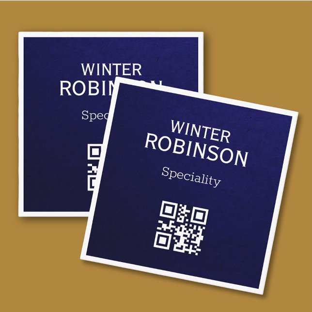 Chic QR-kodminimalistisk midnattblått professionel Fyrkantigt Visitkort (Chic and modern design - Minimalist midnight blue with QR code )