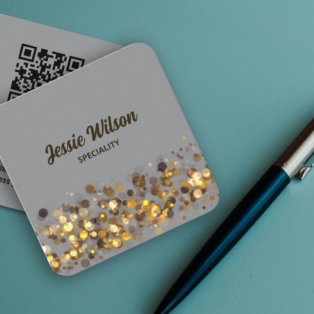 Chic QR-kodsljus glitter bling professionell Fyrkantigt Visitkort (Luxury design for stylish business card )