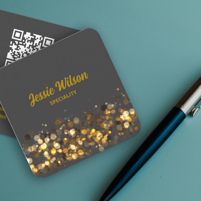 Chic QR-kodsljus glitter professionell pastel Fyrkantigt Visitkort (Luxury design for trendy business card )