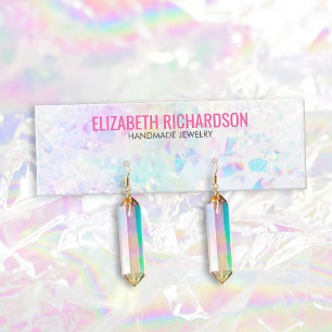 Chic Quartz Crystal Rainbow Earring Jewelry Holder Mini Visitkort