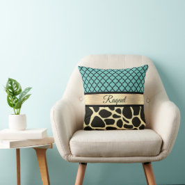 Chic Quatrefoil Giraffe Print Personlig Kudde