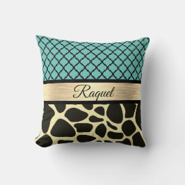 Chic Quatrefoil Giraffe Print Personlig Kudde