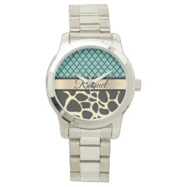 Chic Quatrefoil Giraffe-utskrift Armbandsur