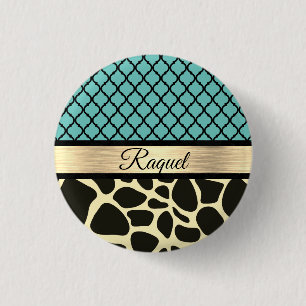 Chic Quatrefoil Giraffe-utskrift Knapp