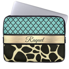Chic Quatrefoil Giraffe-utskrift Laptop Fodral