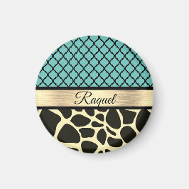 Chic Quatrefoil Giraffe-utskrift Magnet