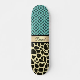 Chic Quatrefoil Giraffe-utskrift   Mini Skateboard Bräda 18,5 Cm