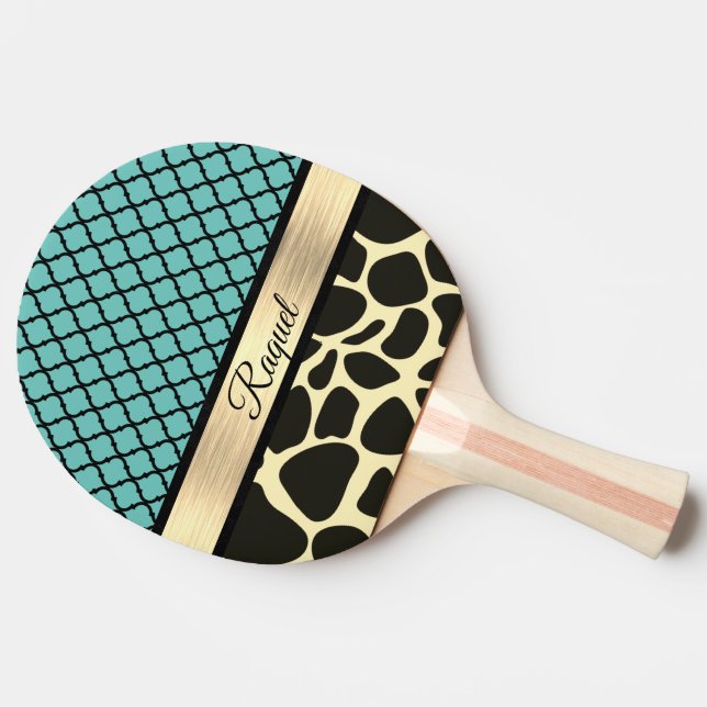 Chic Quatrefoil Giraffe-utskrift Pingisracket (Sidan)