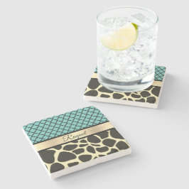 Chic Quatrefoil Giraffe-utskrift    Stenunderlägg