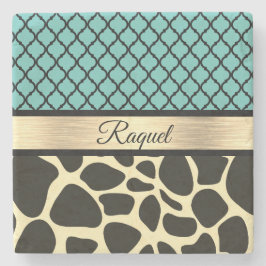 Chic Quatrefoil Giraffe-utskrift    Stenunderlägg