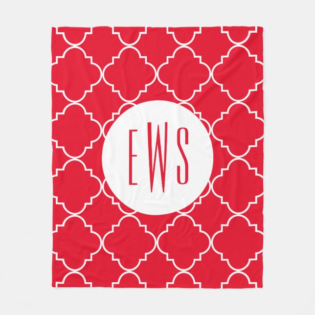 Chic Quatrefoil Monogram Fleece Blanket (Framsidan)