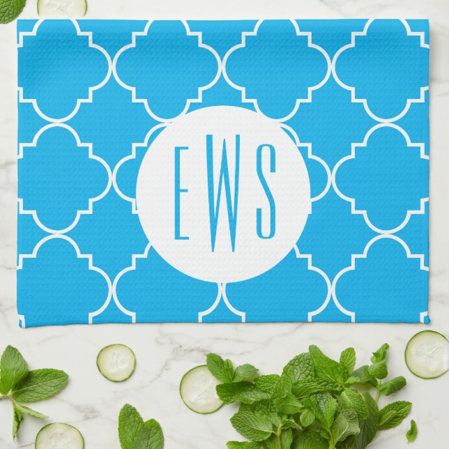 Chic Quatrefoil Monogram Kitchen Towel Kökshandduk (Vikta)