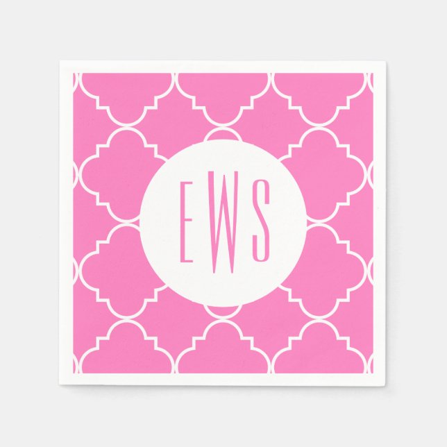 Chic Quatrefoil Monogram Party Napkins Pappersservett (Framsidan)