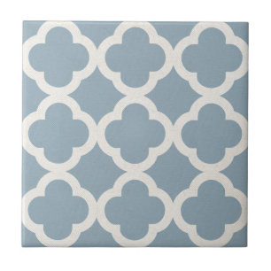 Chic Quatrefoil mönster i blått på kanfasLook Kakelplatta