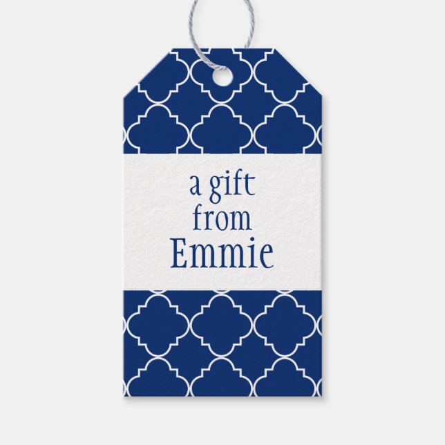 Chic Quatrefoil Personlig Gift-Märkre Presentetikett (Framsidan)